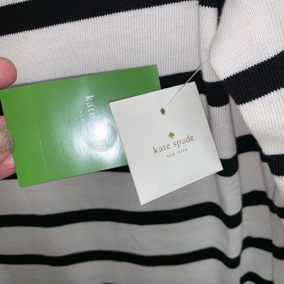 Kate Spade NY White Black Striped 3/4 Sleeve Dress - Picture 4 of 8